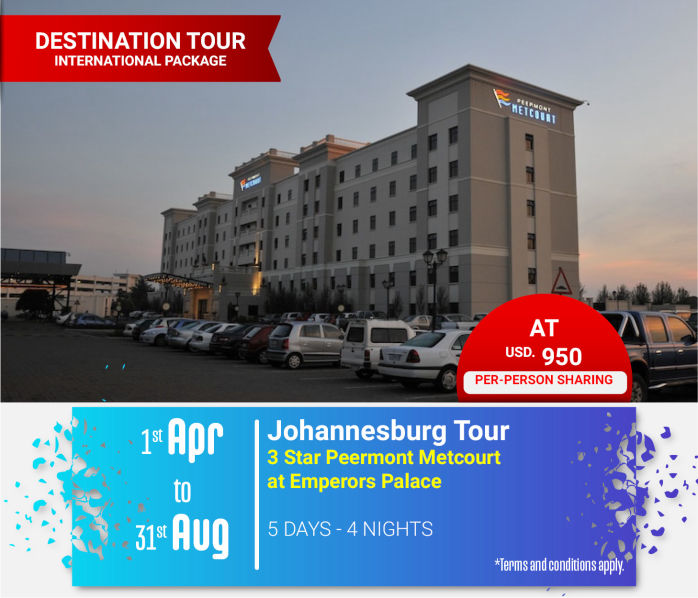 Johannesburg South Africa Holiday at 3-Star Peermont Metcourt at Emperors Palace