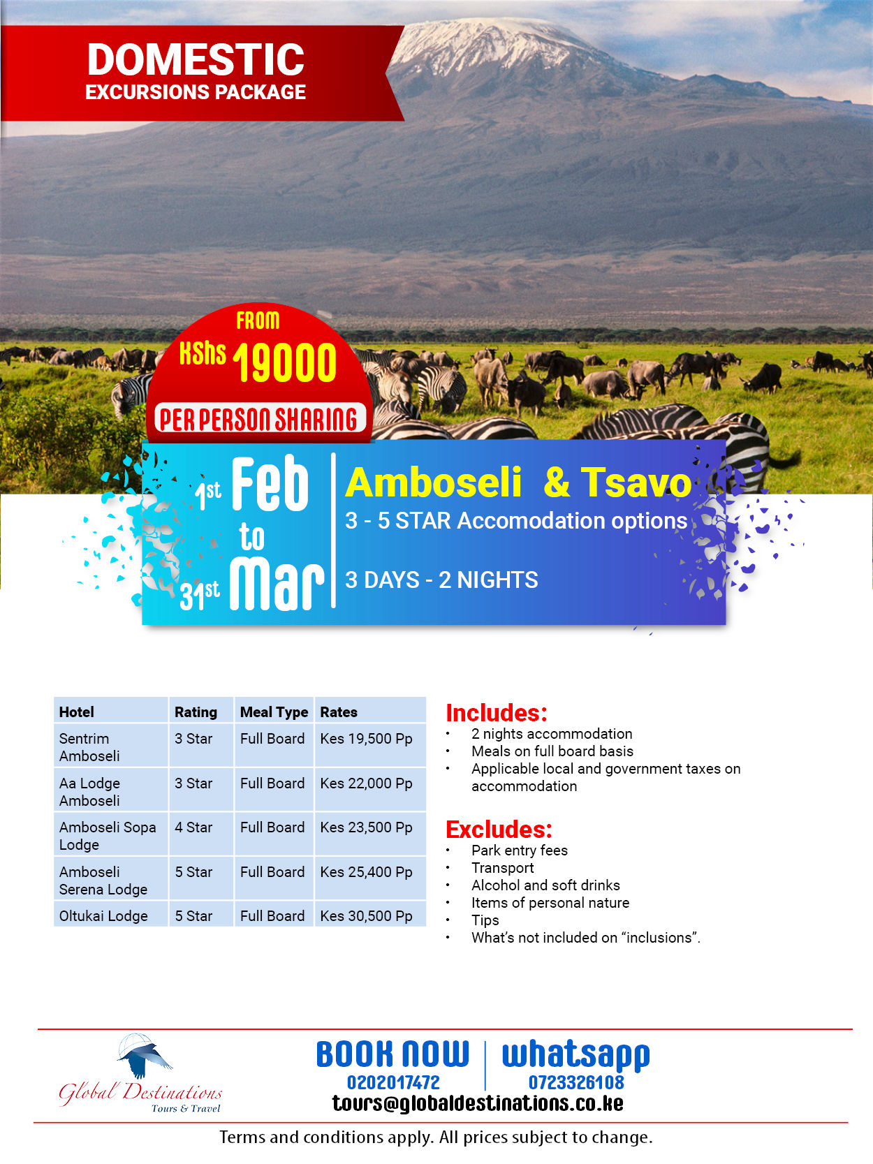 Amboseli and Tsavo Excursion 3 Days - 2 Nights